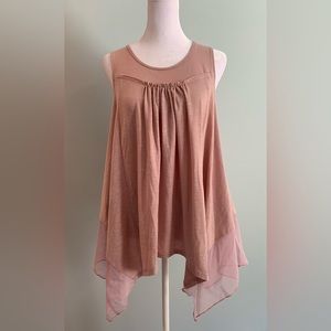 Sleeveless top w/sheer lower side panels